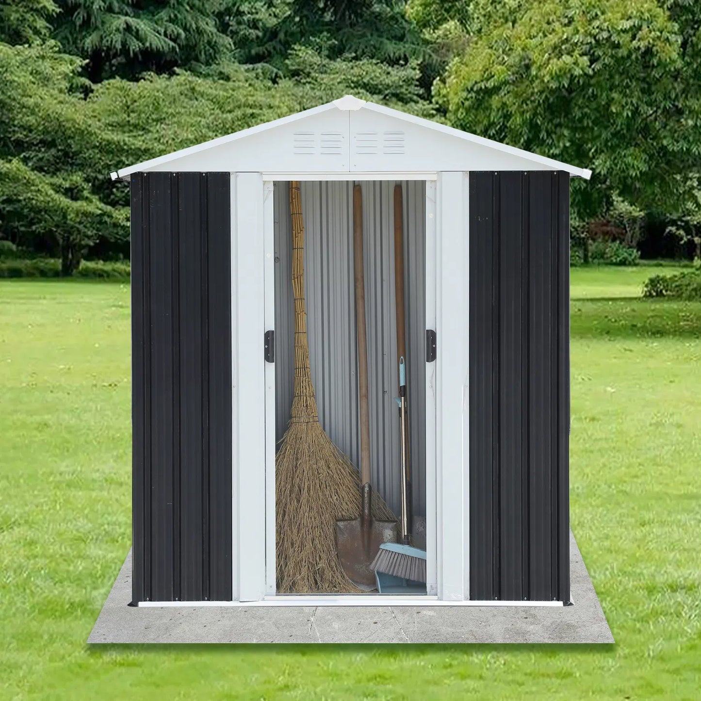 5X3 Feet Dark Grey Outdoor Storage Shed With Aluminum Alloy Frame (old SKU W2794P195736)