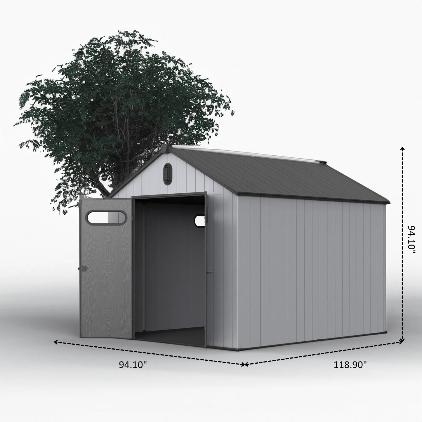 XWT013-1 8*10ft plastic storage shed for backyard garden big spire Tool storage